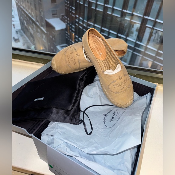 Prada Logo Embroidered Espadrilles | Size 37 - Picture 2 of 7